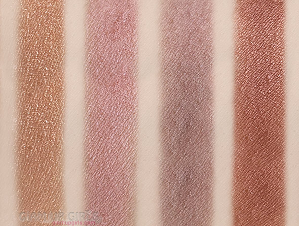 Swatches of W7 The Naughty Nine Eyeshadow Collection in Mid Summer Nights - First four