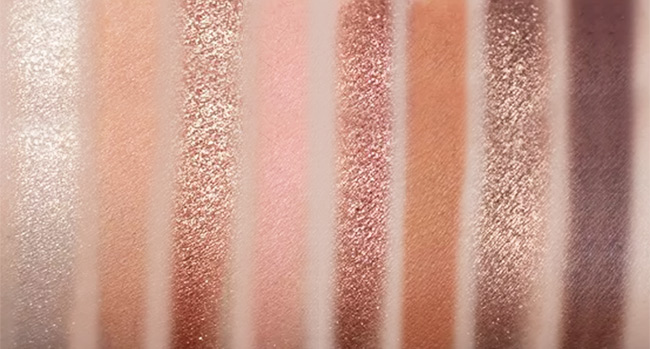 Swatches of Too Faced Born This Way The Natural Nudes Eyeshadow Palette Bottom Row