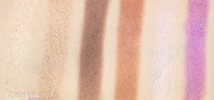 Sigma Beauty Nightlife Eyeshadow by Camila Coelho swatches of Bijou, 4 Star, Panache, Topaz, Skyline and VIP