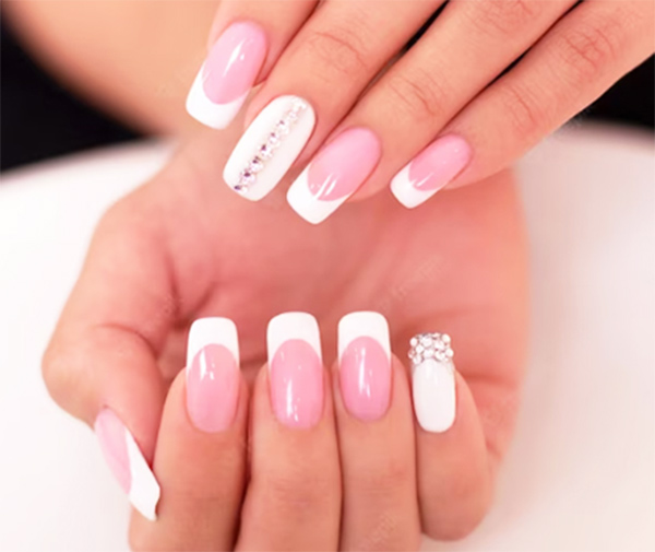  French Tips with a Twist Nail Art