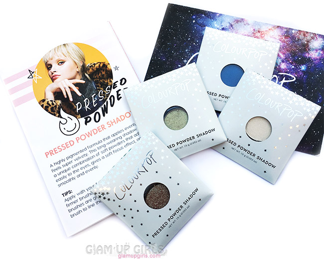 ColourPop Pressed Powder Shadows in Glass Bull, Two Piece, Tea Garden, Now and Zen, Review, Swatches 