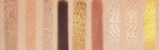 Swatches of Huda Beauty Gold Obsessions Palette
