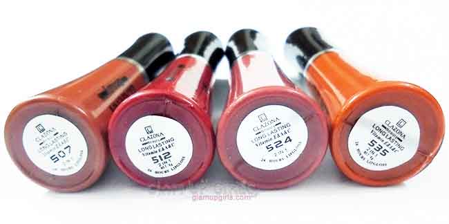 Clazona Beauty 24 Hours Matte Lip Gloss in shades 507, 512, 524 and 535
