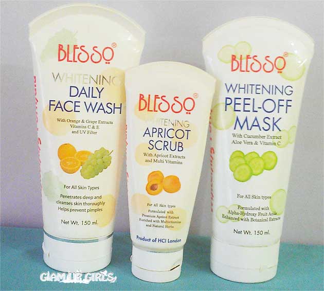 Blesso Whitening daily Face wash, Apricot Scrub, Peel - Off Mask - Review