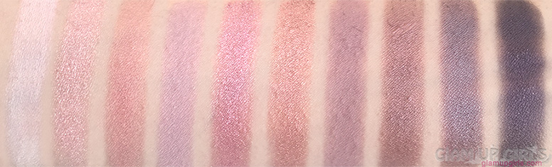 Swatches of e.l.f. Rose Gold Eyeshadow Palette