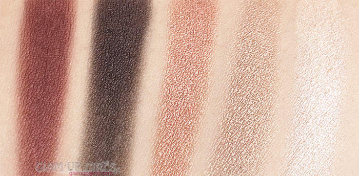 Swatches of Wet n Wild Color Icon Eyeshadow Palette in Comfort Zone Top