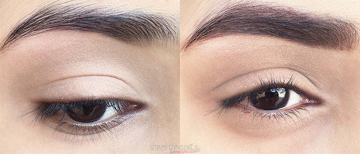 Eye brow grooming look before and after using Luscious Brow Luxe Designer Pencil
