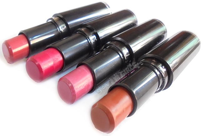 Wet n wild lipstick in Wine Room, Mauve Outta Here, Sand Storm, Cherry Picking